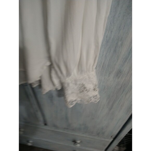 Loft Embroidered Long Sleeve Blouse Large White Cottage Core Feminine Peasant - Picture 6 of 11